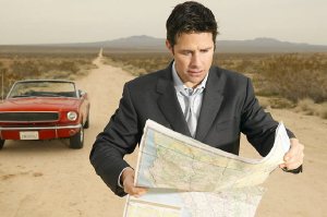 Man looking at a map